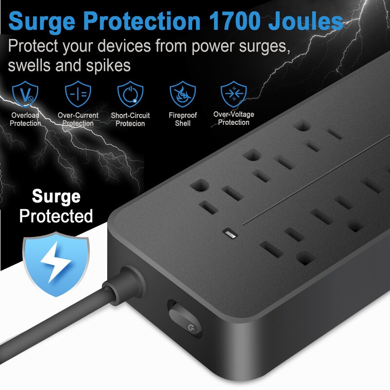 US 12-Port Power Strip Manufacturer - 2000W PD Function Portable Fast Charging Station 3USB+Type C Fireproof for Earphone Camera