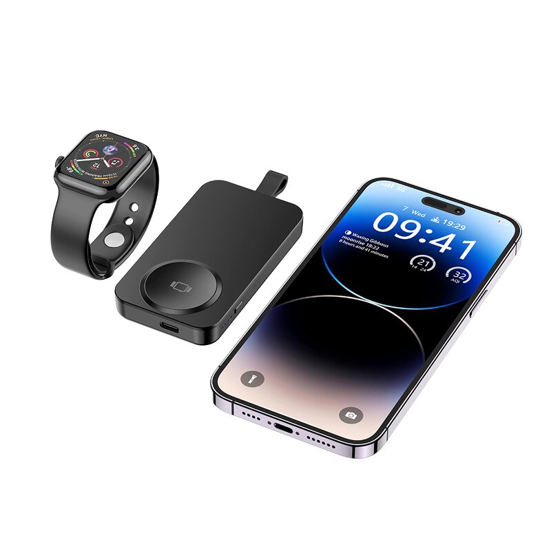 2 in 1 Wireless Power Bank Manufacturer - 2500mAh with 2.5W Smart Watch Charging Port Portable Key Chain Holder
