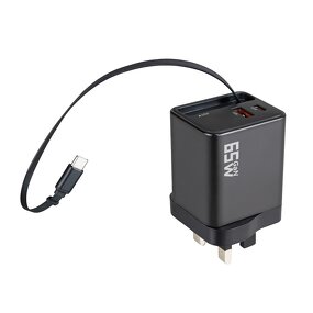 65W GaN Wall Chargers Manufacturer - Single Dual Port with Retractable Built-in Cable Portable OTP OVP for Phones Tablets Laptops