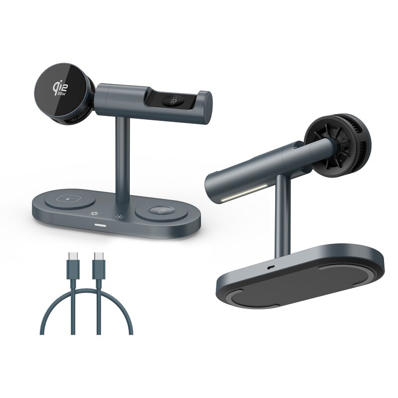 25W Qi22 Wireless Charging Stand Manufacturer - 5 in 1 with LED Light Cooling Fan for Apple Samsung Phone Watch New Fast