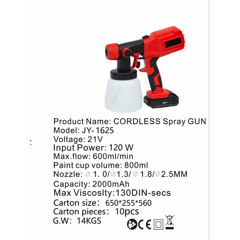 Airless Spray Paint Gun Manufacturer - Portable Lithium Ion 2500PSI 800ml Cup Capacity Small DIY Industrial Use