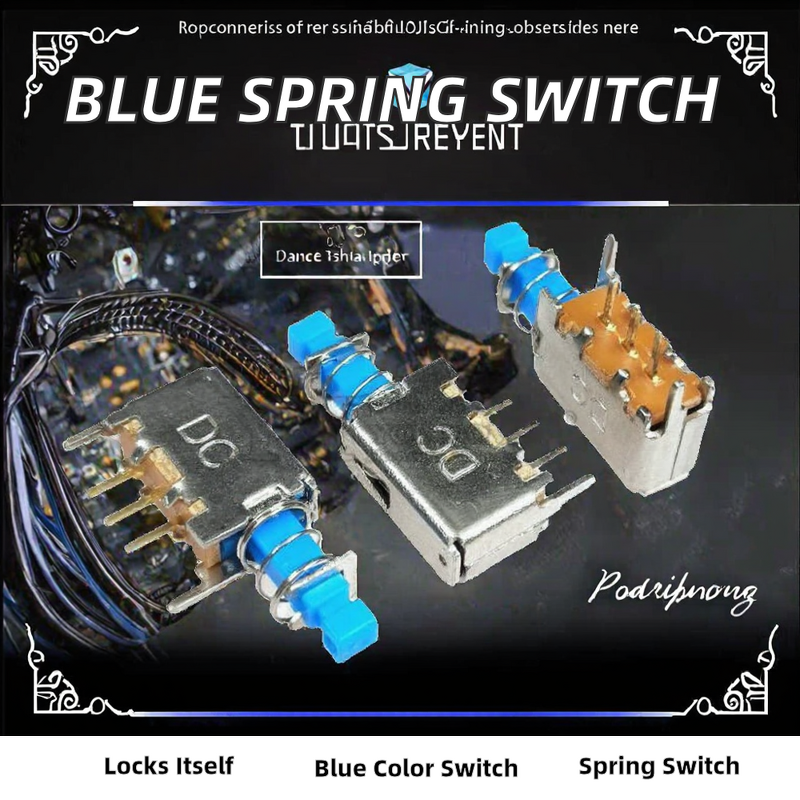 Self-Locking Push Button Switch Manufacturer - YOINNOVATI PS-12E05 A03 Blue Straight Key with Spring Sound Application