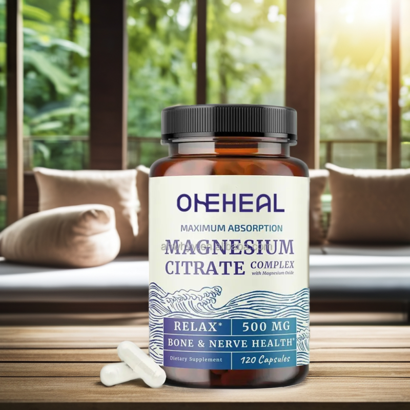 High Absorption Magnesium Citrate 500mg Supplement Calm Relaxation Constipation Digestion Support Magnesium Citrate Capsules