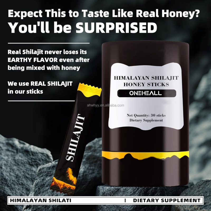 Organic Himalayan Shilajit Honey Sticks Dosage Energy Strength & Cognitive Support for Adult Honey Shilajit Energy Liquid