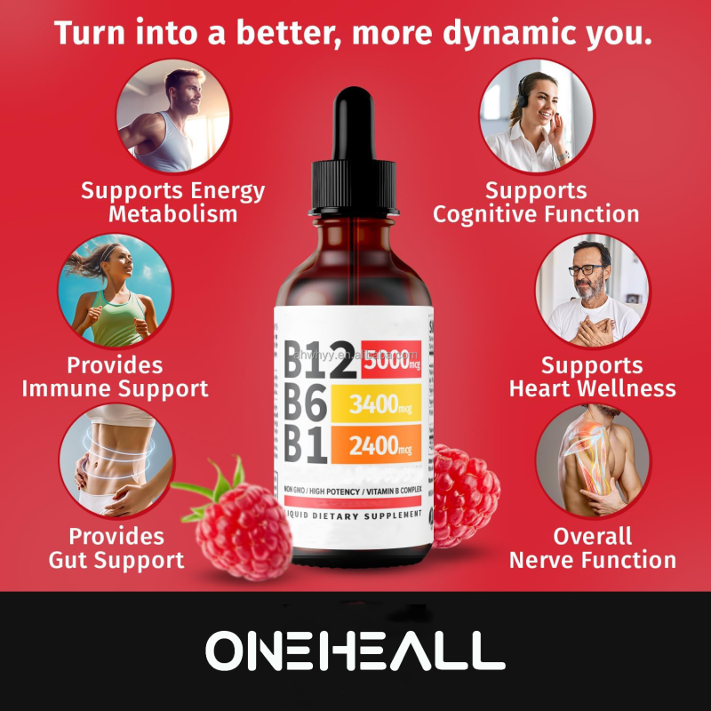 Vitamin B Complex Drops Energy Brain Heart Support Vitamin Energy Enhance Organic Vegan Vitamin B1 B6 B12 Drop