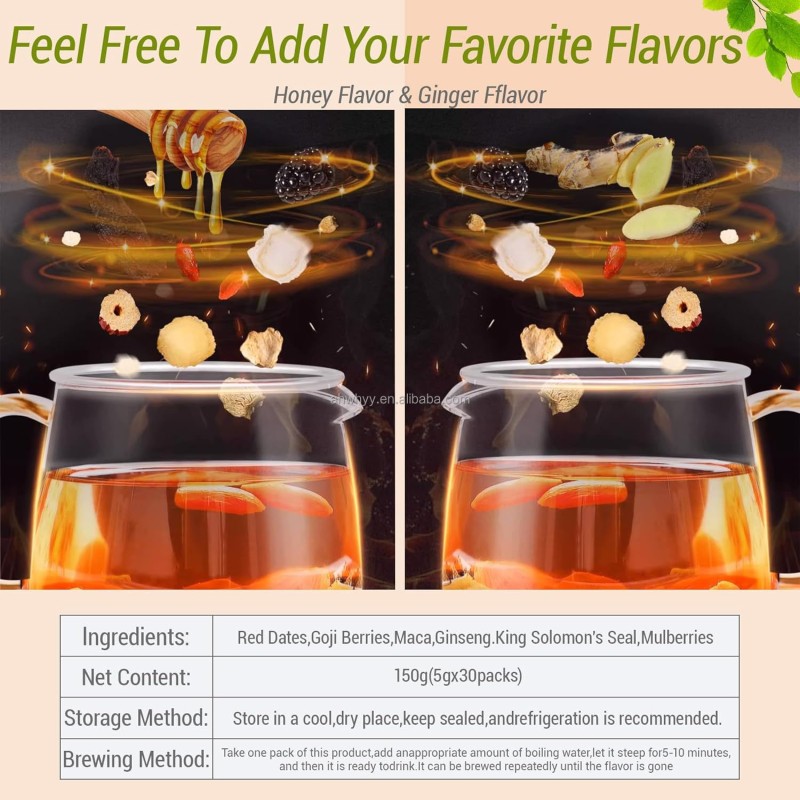 OEM Premium Five Treasures Kidney Cleanse Tea Healthy With Ginseng Wolfberry Maca for Sexual Energy Preserving Tea