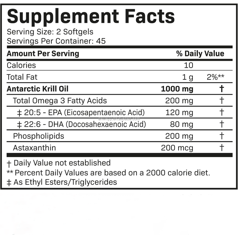 Premium Antarctic Krill Oil Softgel Healthcare Supplement EPA DHA Krill Oil Immunity boost Softgel Capsules