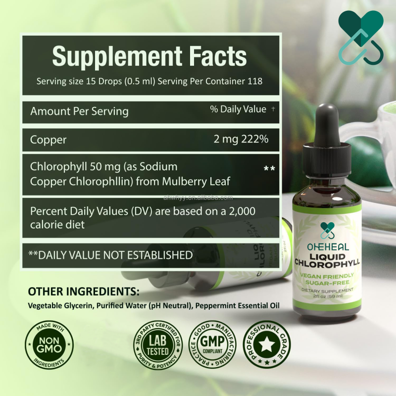 OEM  Organic Chlorophyll Liquid Drops Supply Natural Healthcare Supplement for Adult Chlorophyll Drops