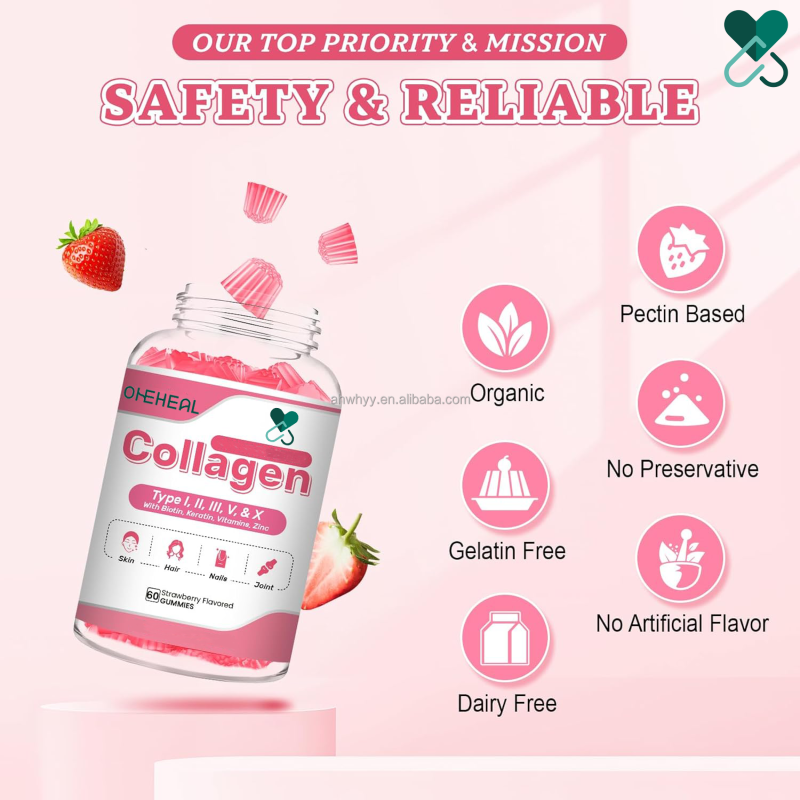 Organic Vegan Collagen Peptides Gummies for Hair Skin Nails Premium Collagen Supplement