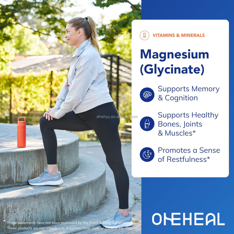 Customizable Magnesium Glycinate Capsule Supplement Supports Stress Relief Sleep Heart Health Magnesium Glycinate Capsules