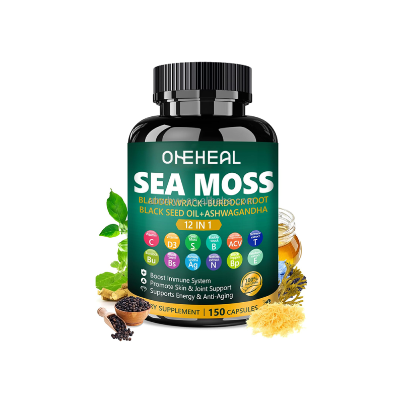 Hot Sale Organic Sea Moss Capsules Black Seed Oil Ashwagandha Herbal Supplements Sea Moss Capsules