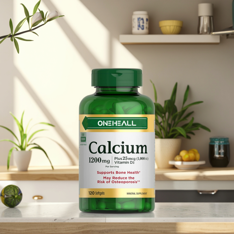 Calcium Softgels 1200 mg with Vitamin D3 Bone Health Softgels Vitamin D3 Calcium Supplement Pills Calcium Softgels