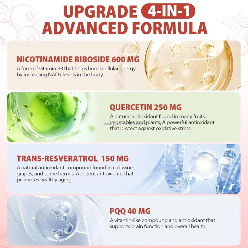 High-Potency NAD+ Liquid Supplement NAD Resveratrol PQQ Collagen Skin Energy Focus Healthy Aging NAD+ Liquids