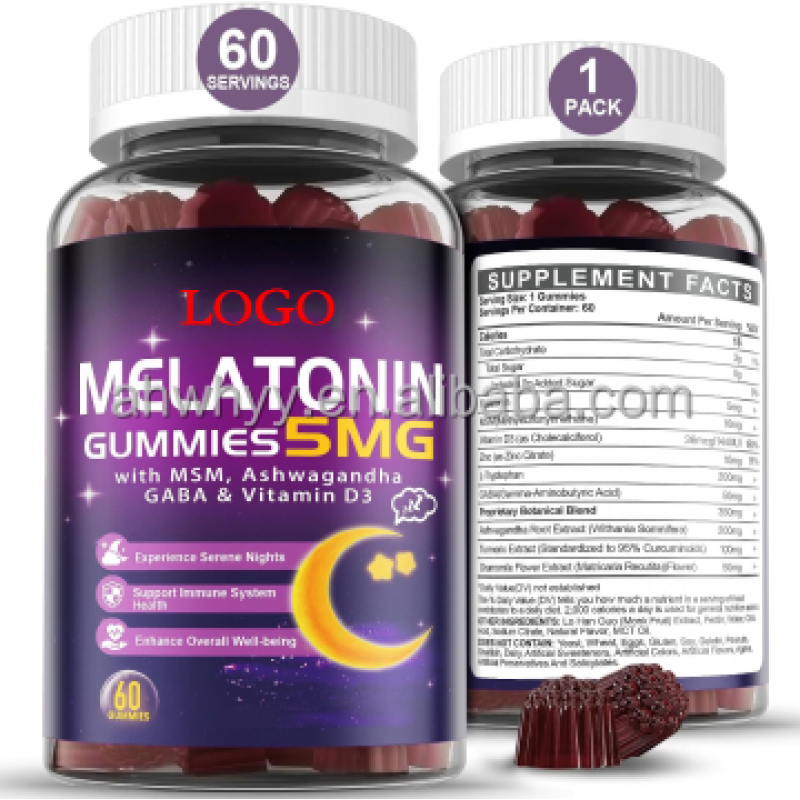 Hot Selling Vegan Melatonin 5mg Gummy Bears Private Label Health Supplement for Sleep Food Grade Solvent Extracted