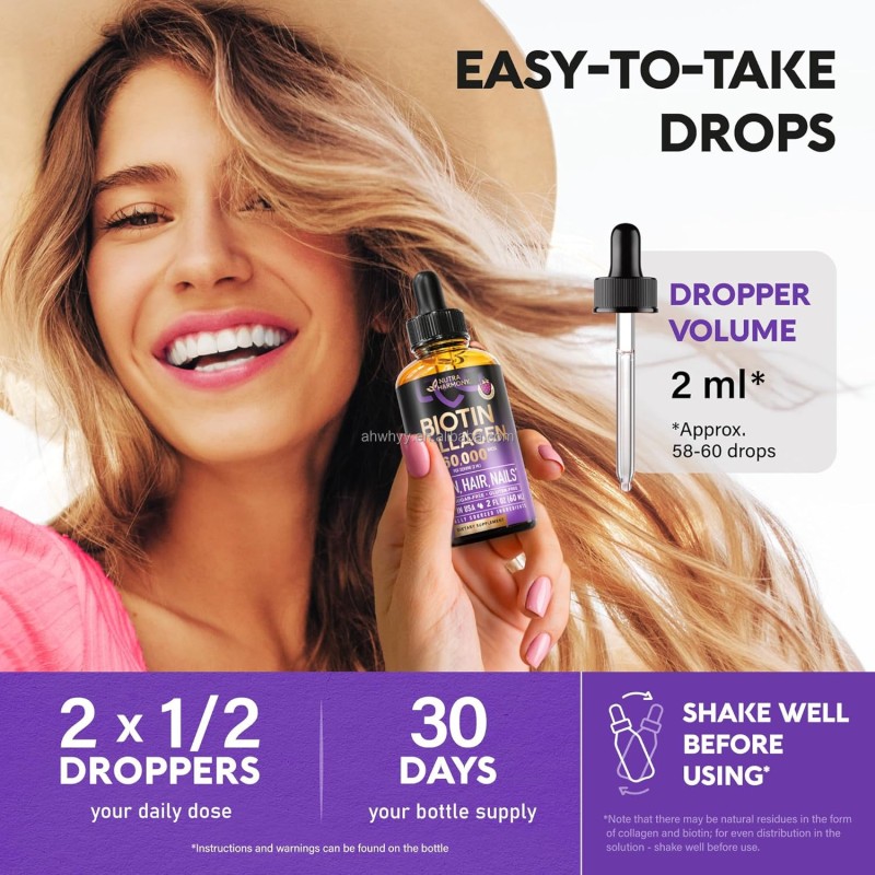 Wholesale Collagen Drops Extra Strength Private Label Health Liquid Biotin Collagen