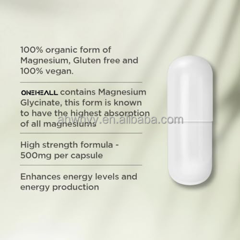 High Strength Pure Magnesium Glycinate Capsules Vegan Gluten-Free Supports Muscle OEM Minerals Magnesium Glycinate Capsules