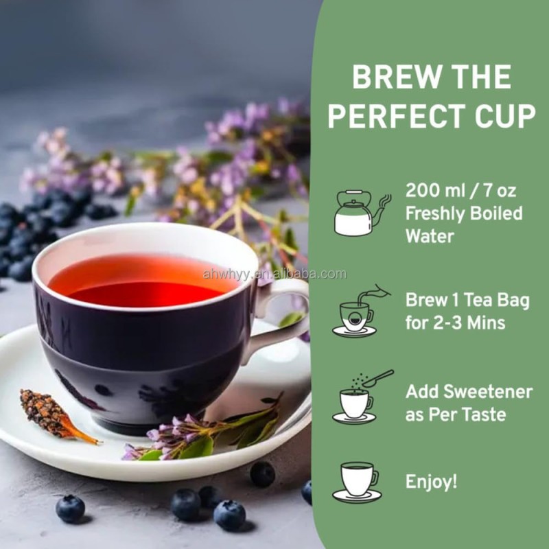 Popular Handpick Wild Blueberry Herbal Tea Bags High Quality Premium True Blueberry Fruit Tea