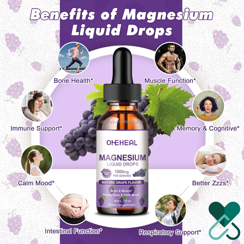 Wholesales Private Label Magnesium Glycinate Liquid Drops Sugar-Free Healthcare Supplement Magnesium Glycinate Liquid Drops