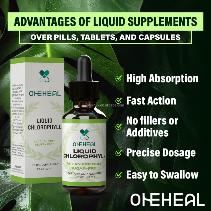 Energy Boost Organic Chlorophyll Liquid Drops Supply Natural OEM Healthcare Supplement Support Chlorophyll Drops