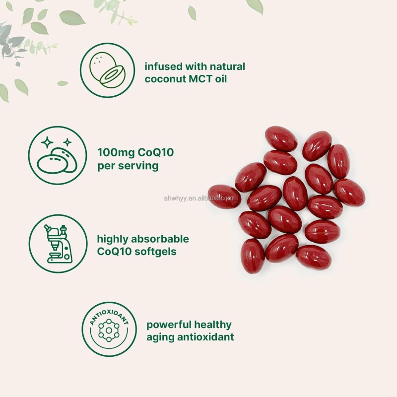 OEM\ODM CoQ10 Softgels Capsule Supplement for Heart Energy Per Serving High Absorption Coenzyme Q10 Softgels