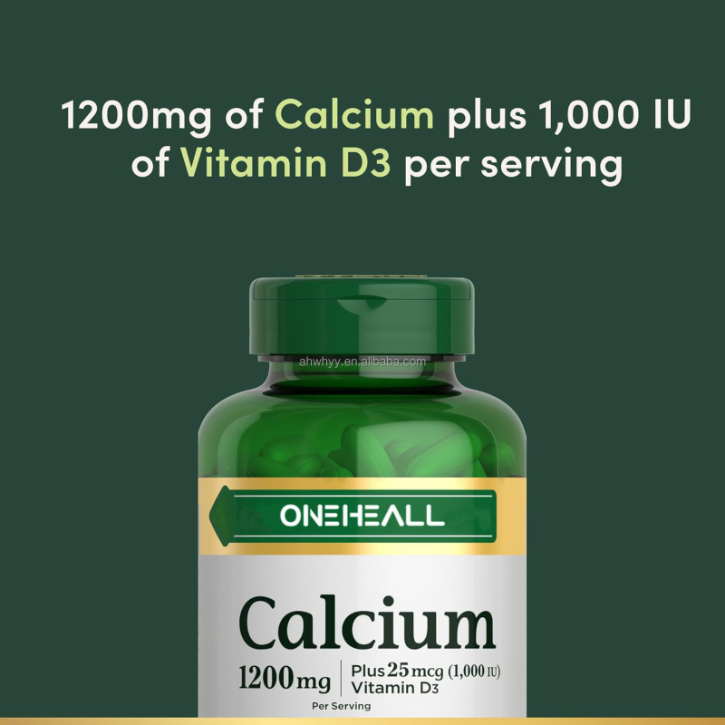 Calcium Softgels 1200 mg with Vitamin D3 Bone Health Softgels Vitamin D3 Calcium Supplement Pills Calcium Softgels