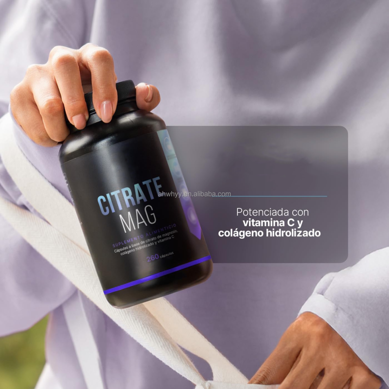 Private Label Citrate Magnesium Digestive Health Support Capsules Herbal Supplements Citrate Magnesium Capsules