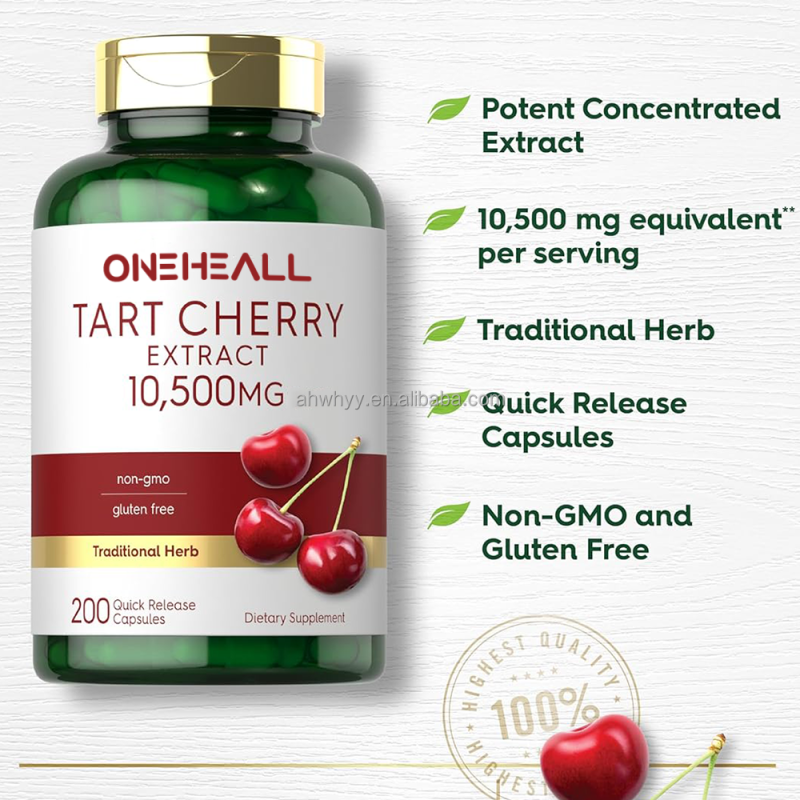 High Potency Tart Cherry Extract Capsules in Fast-absorbing Herbal Supplements Antioxidation Extract Tart Cherry Capsules