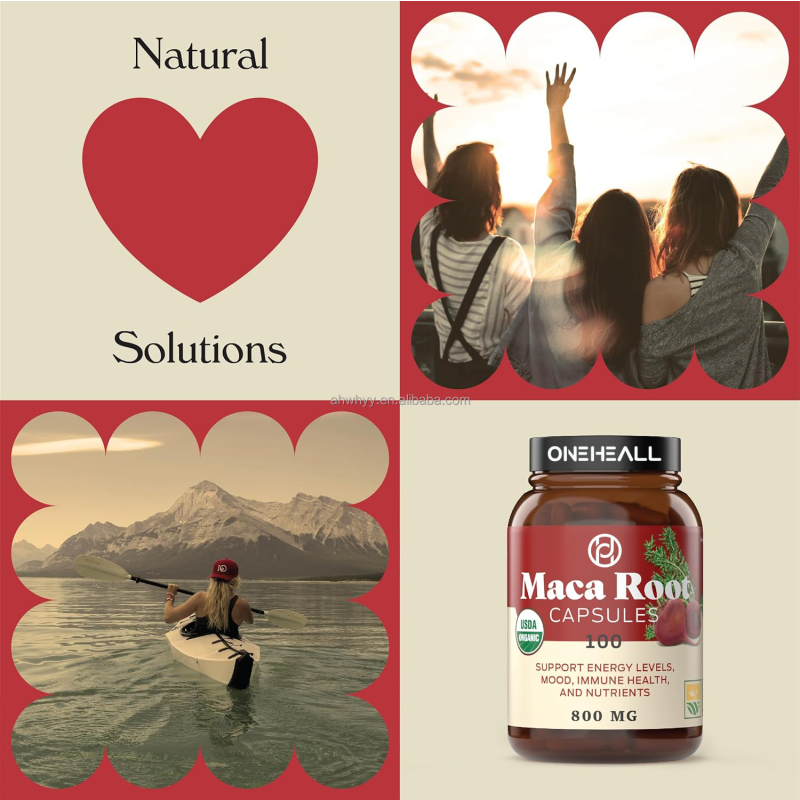 Organic Red Maca Root Capsules Health Supplement Support Energy Levels Pure Maca Capsules