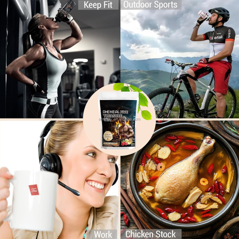 Kidney Detox Ginseng Tea for Kidney Five Treasures Kidney Cleanse Healthy Preserving Tea