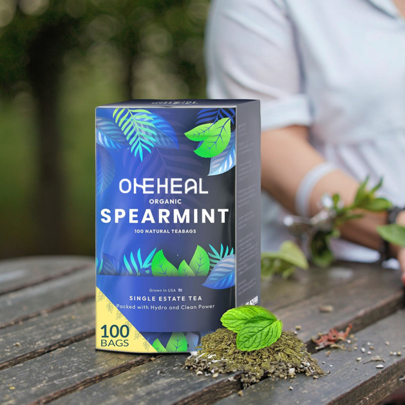 Organic Spearmint Herbal Mint Green Tea Teabags Herbs Pure Spearmint Tea