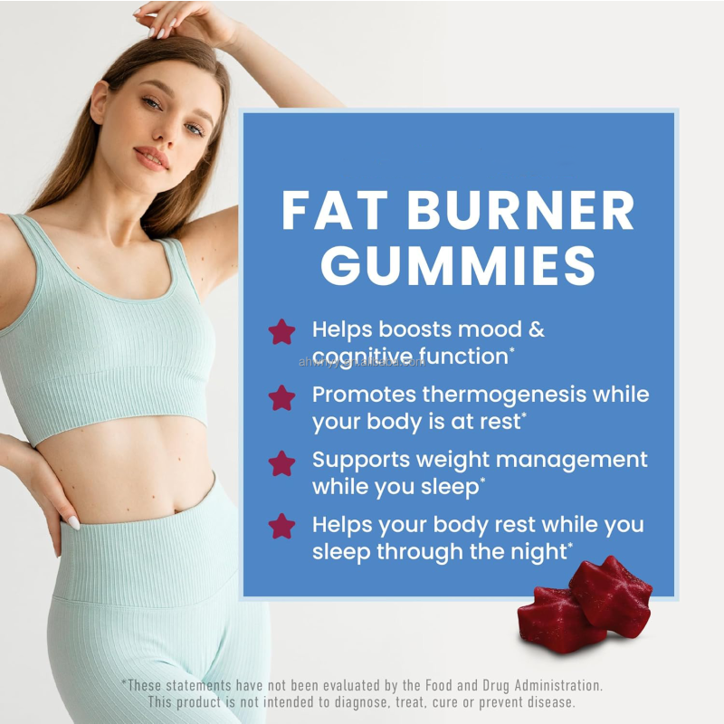 Fat Burner Gummies for Sleep Support Weight Loss Hunger Suppressant Slimming Metabolism Booster Vitamin Fat Burner Gummy
