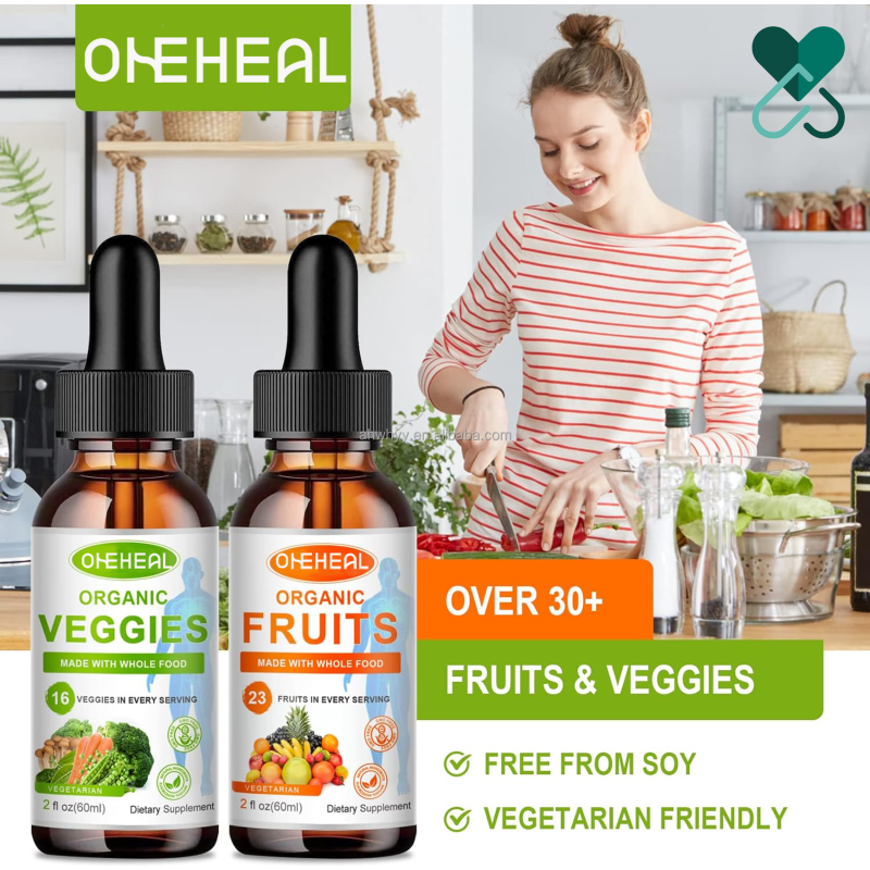 Private Label Natural Fruit and Vegetable Liquid Drops OEM Support Vitamins Minerals Supplement Liquid Drops