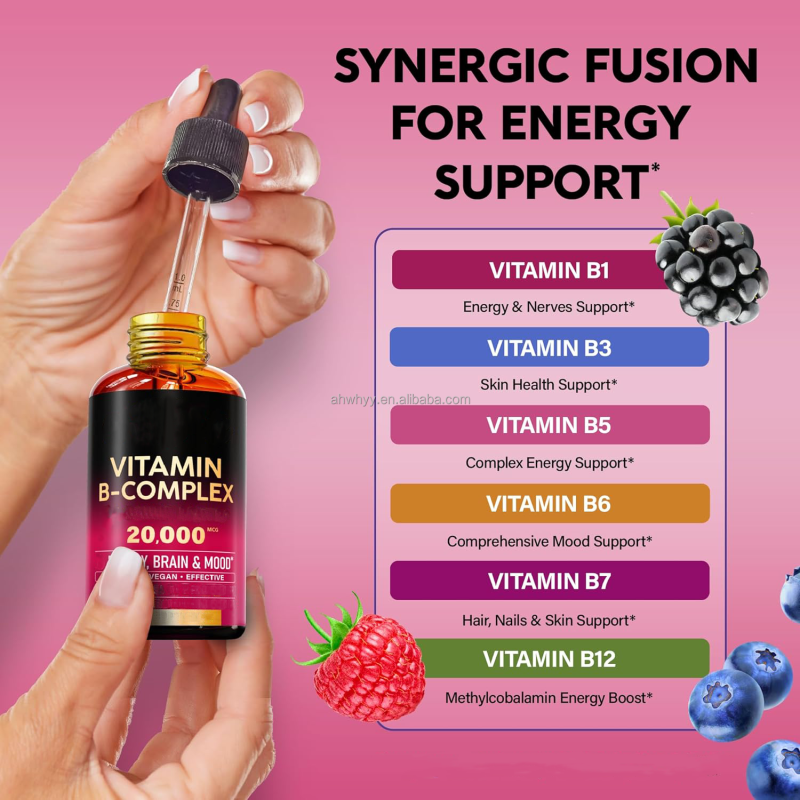 Organic Vitamin B-Complex Liquid Drops Vitamin B B5 B12 Health Support Supplement Vitamin B-Complex Drop