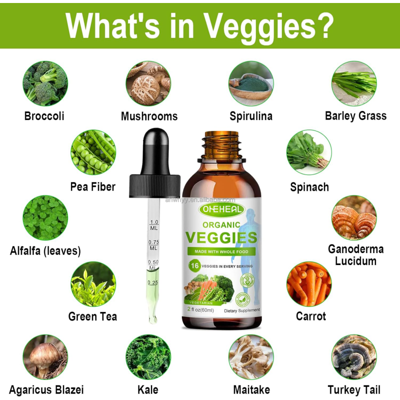 Hot Selling Pure Natural Fruit and Vegetable Liquid Drops OEM Private Label Vitamins Minerals Supplement Drops