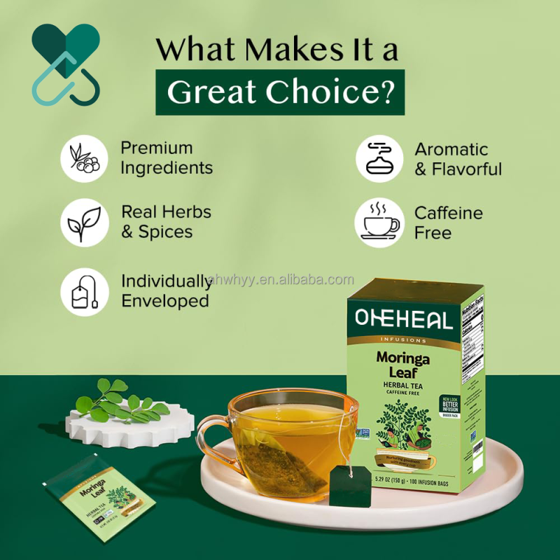 Customize Natural Moringa Leaf Tea Health Flavored Private Label Moringa Leaves Flat Tummy Tea
