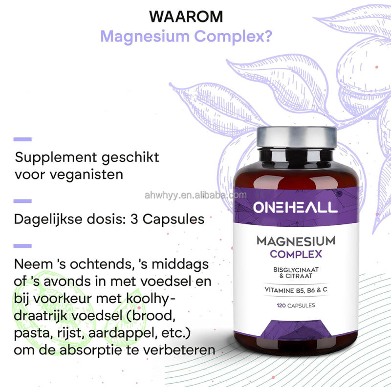 OEM Premium Capsule Vegan Magnesium Healthcare Magnesium Glycinate Minerals Supplement for Sleep Capsules