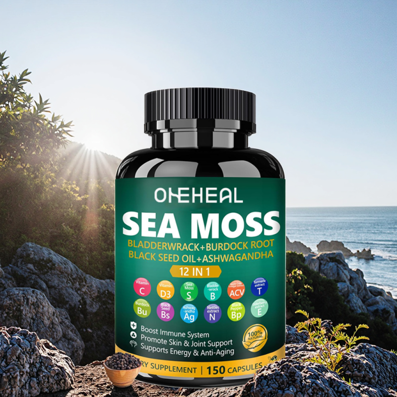 Wholesale Price Sea Moss Black Seed Oil Bladder Wrack Turmeric 16-in-1 Supplements Joint Support Sea Moss Capsules