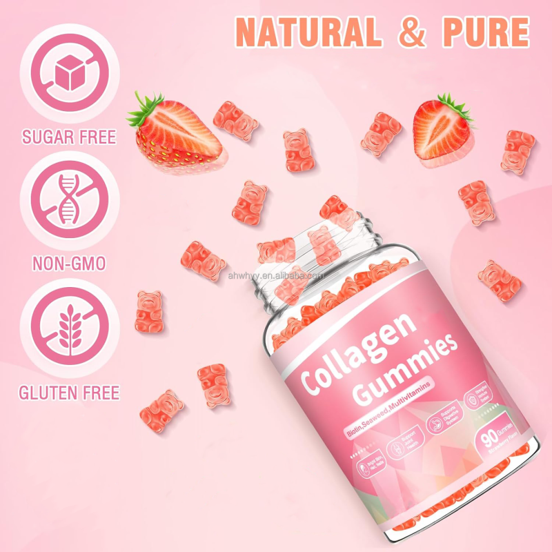Collagen Hyaluronic Acid Vitamin C Gummies for Adults Collagen Gummy Candy