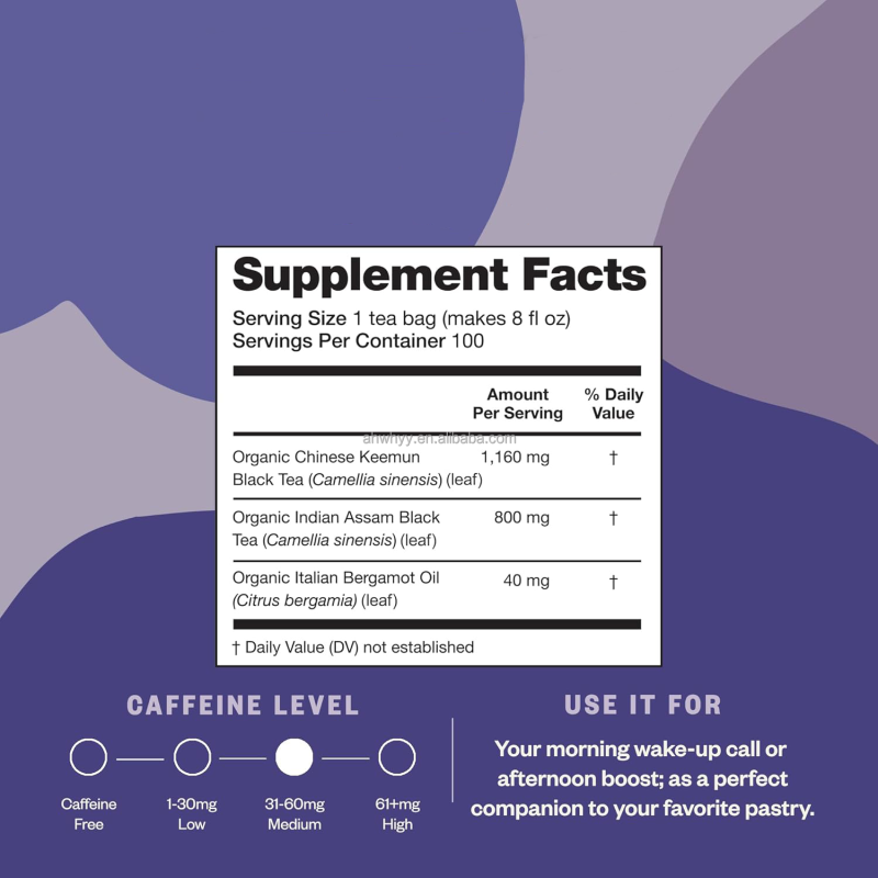 Organic Earl Grey Black Tea Bag 100% Certified Earl Grey Health Black Tea