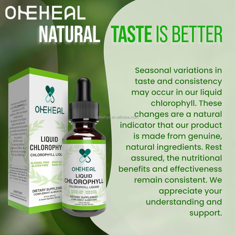 Natural Organic Chlorophyll Liquid Drops Healthcare Supplement for Detox Immune Support Chlorophyll Drops