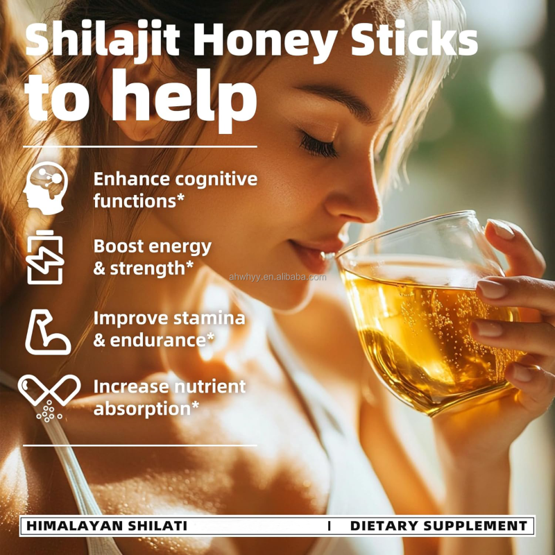 Organic Himalayan Shilajit Honey Sticks Dosage Energy Strength & Cognitive Support for Adult Honey Shilajit Energy Liquid