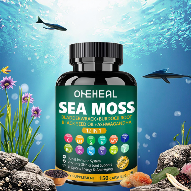 Hot Sale Organic Sea Moss Capsules Black Seed Oil Ashwagandha Herbal Supplements Sea Moss Capsules