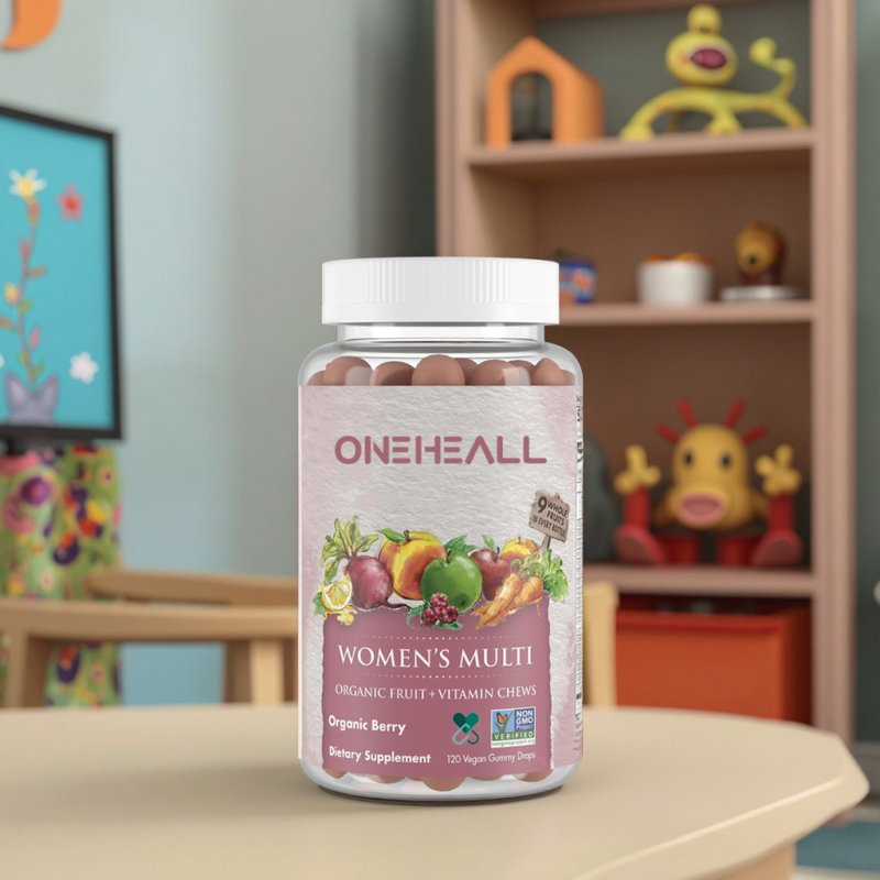 Organics Women's Certified Fruit Gummies Multivitamin Vegan Real Fruit Gummies