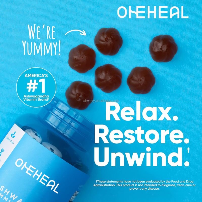 Pure Ashwagandha Gummies Supplements for Relaxation and Sleep Vitamin D Gummies