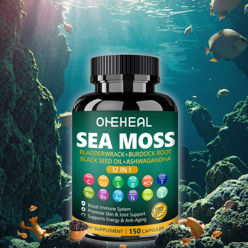 Premium Natural Capsule Sea Moss Black Seed Oil Burdock Improved Skin Hair Health Sea Moss Capsules