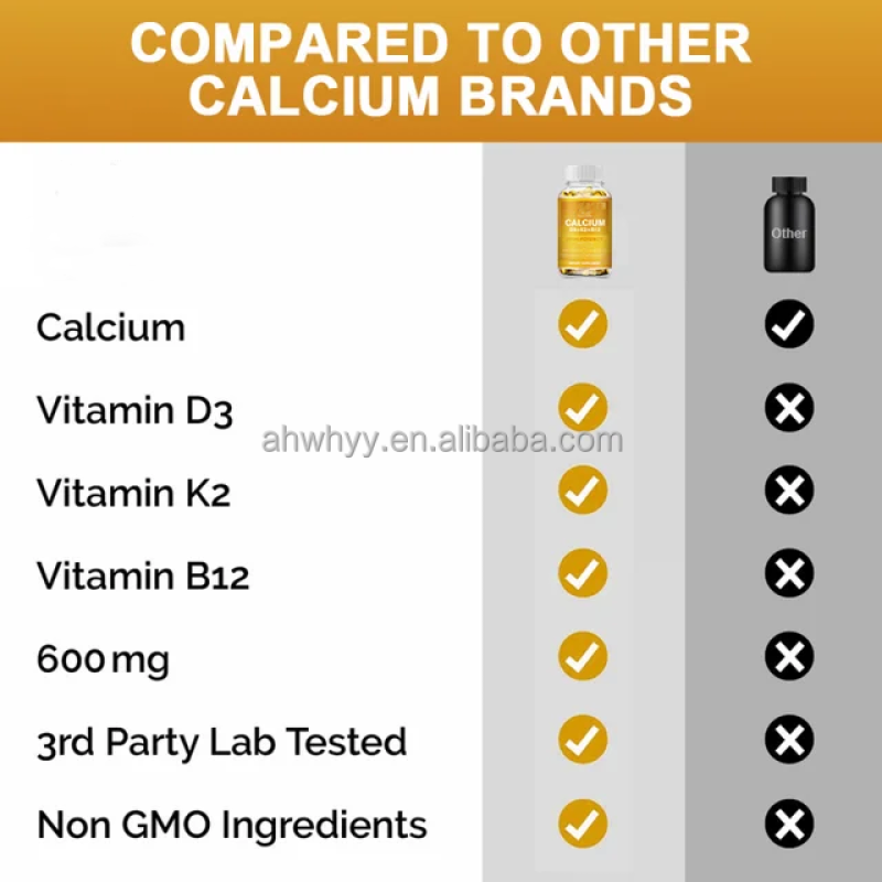 OEM Vitamin Softgel 4-in-1Calcium with Vitamin D3 K2 B12 Capsules for Heart Health & Immune Support Multivitamin Softgel Capsule