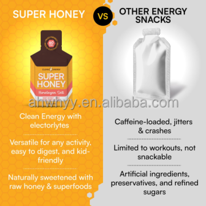 OEM Private Label Super Honey Lemon Turmeric Sports Gel Packets Pre & Mid-Workout Clean Energy Gel for Adults
