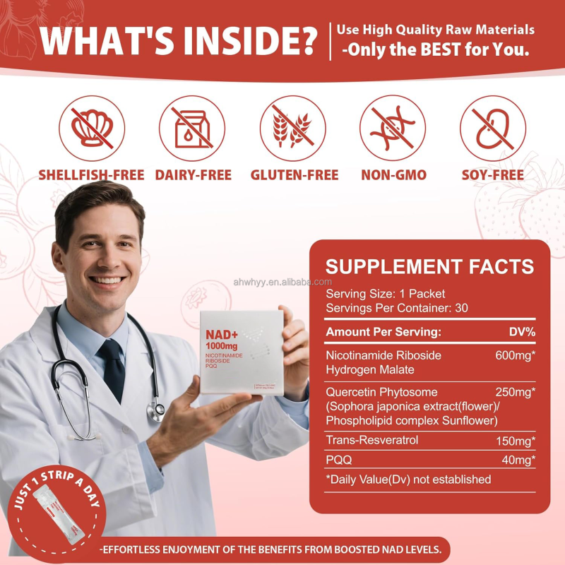 High-Potency NAD+ Liquid Supplement NAD Resveratrol PQQ Collagen Skin Energy Focus Healthy Aging NAD+ Liquids