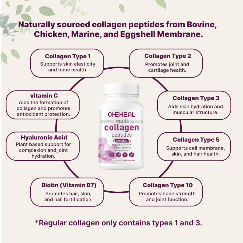 Collagen Capsules Multi-Collagen for Adult Type Hydrolyzed Collagen Peptides Biotin Capsules