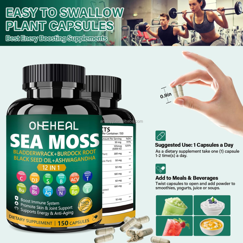 Wholesale Price Sea Moss Black Seed Oil Bladder Wrack Turmeric 16-in-1 Supplements Joint Support Sea Moss Capsules